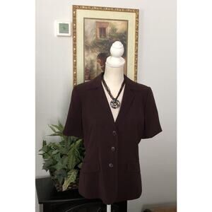 Kasper Blazer Jacket size 8P Short Sleeve Open Front 3 Buttons